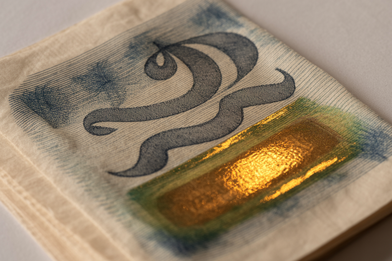 Macro guilloché and foil detail